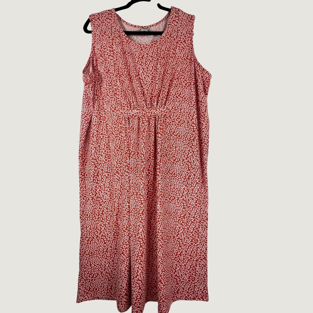 Sara Morgan Women XL Orange White Geometric Empire Waist Sleeveless Midi Dress